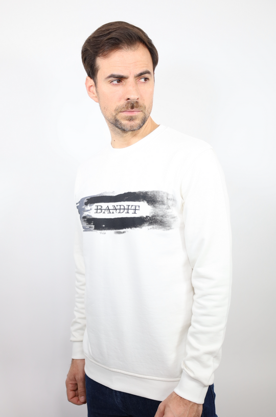 Sweatshirt "Painted Trail" – Trace de Créativité-Blanc