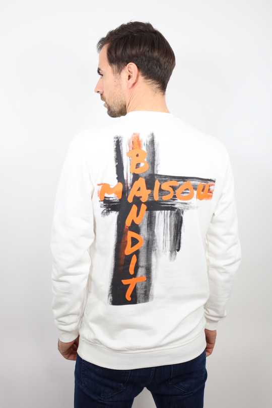 Sweatshirt "Artistic Echo" – Orange Urbain-Blanc