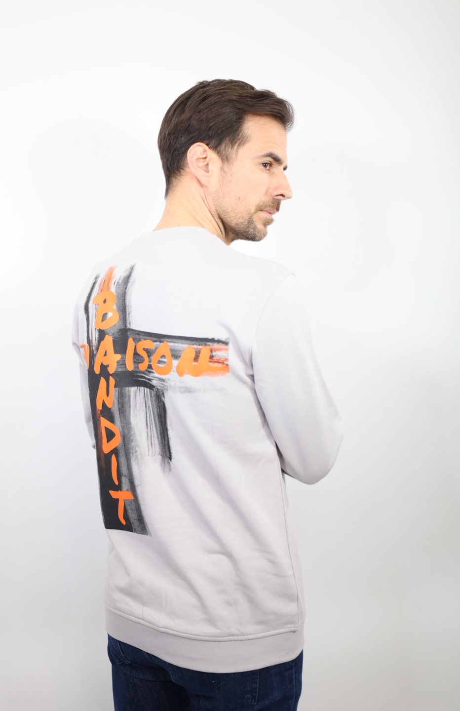 Sweatshirt "Artistic Echo" – Orange Urbain-Gris